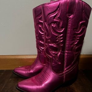 Metallic pink cowboy boots size 7.5 women